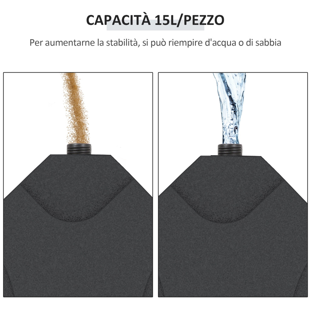 Set Base per Ombrellone da Giardino ¨C Xylo ¨C 4 Pezzi Plastica 50x50x7.5cm