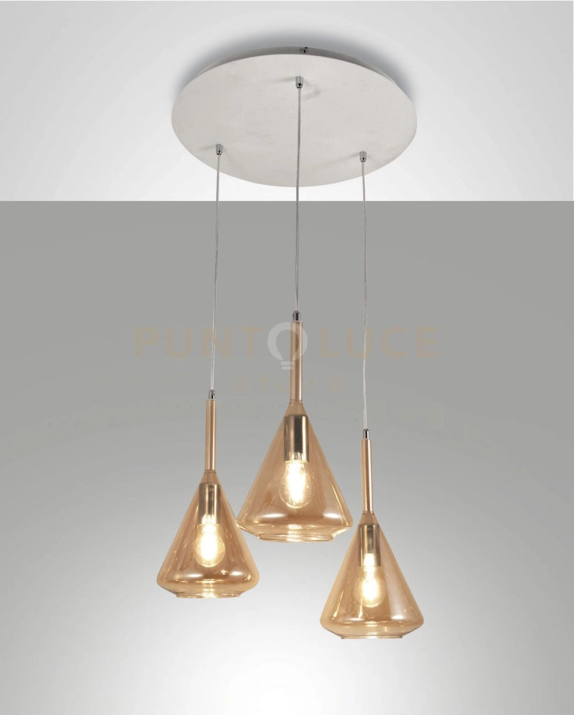 TRIS SOSPENSIONE AMBRA 3 LUCI 3582-47-125