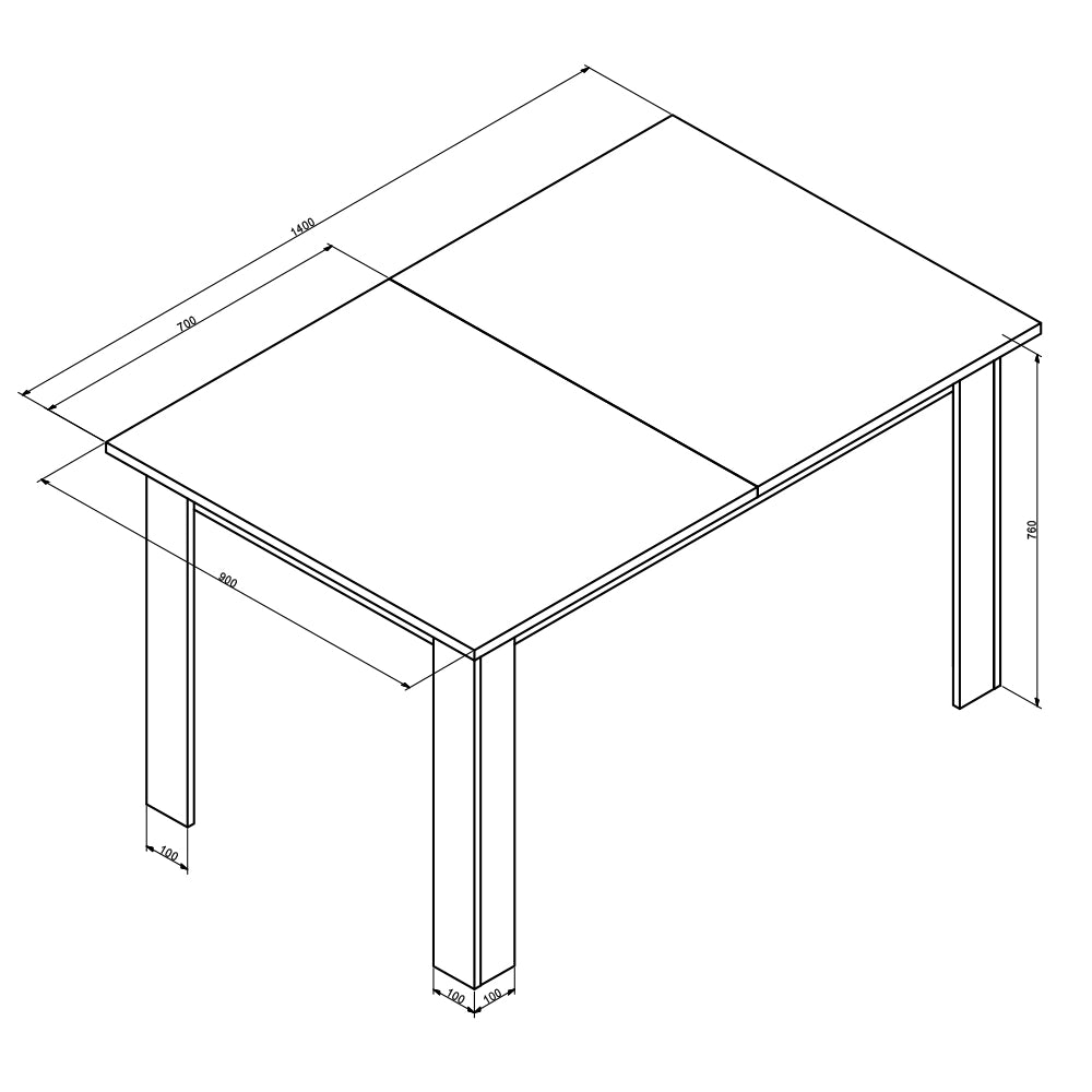 Vicco Tavolo da pranzo Bianco 90 x 140 cm