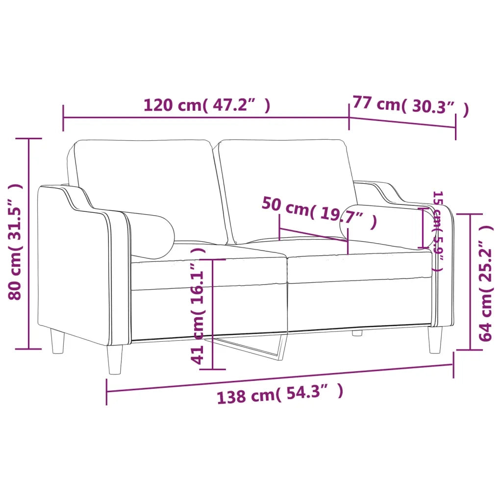 Divano a 2 Posti con Cuscini-Sofa 2 Posti con Cuscini Tortora 120 cm in Tessuto 722788