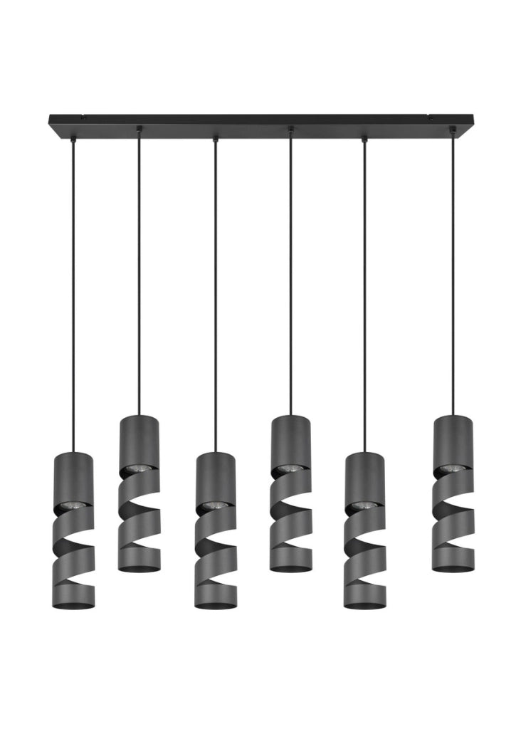 Lampada a sospensione nera STREAM Trio 6xGU10 150cm