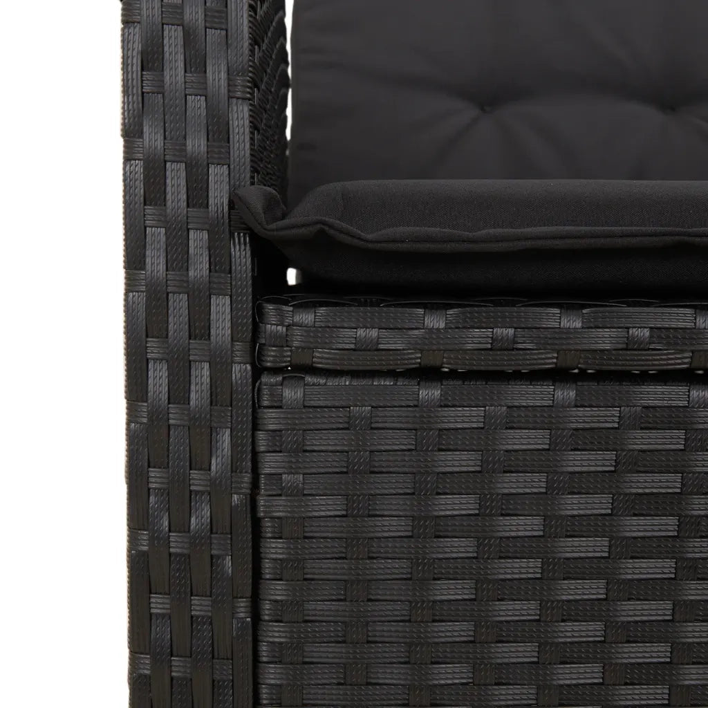 Set da Pranzo da Giardino 9 pz con Cuscini Nero in Polyrattan 3212328