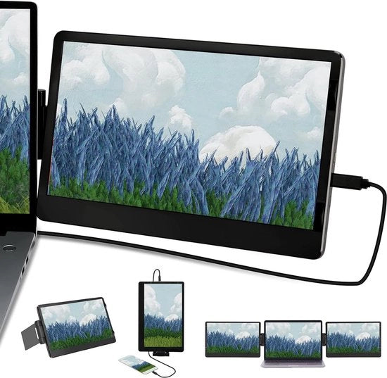 Monitor Portatile 14 Pollici - Extra Display - Full HD - 1080p - Tipo-C/HDMI - Schermo per Computer - Compatibile con Laptop e PC - Nero