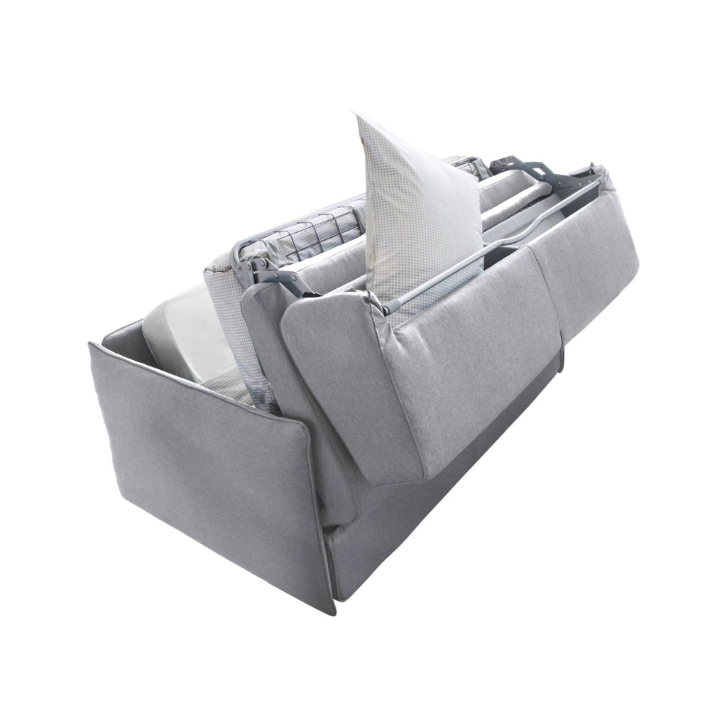 Verceia, Divano Letto 2 Posti Sfoderabile Made in Italy, 160x95 cm Grigio