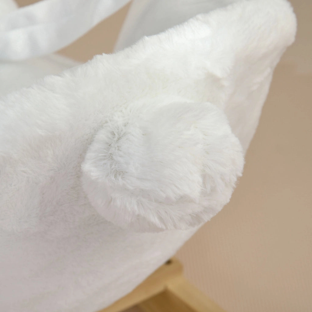 Cavallo a Dondolo per Bambini in Legno e Peluche Coniglio Bianco