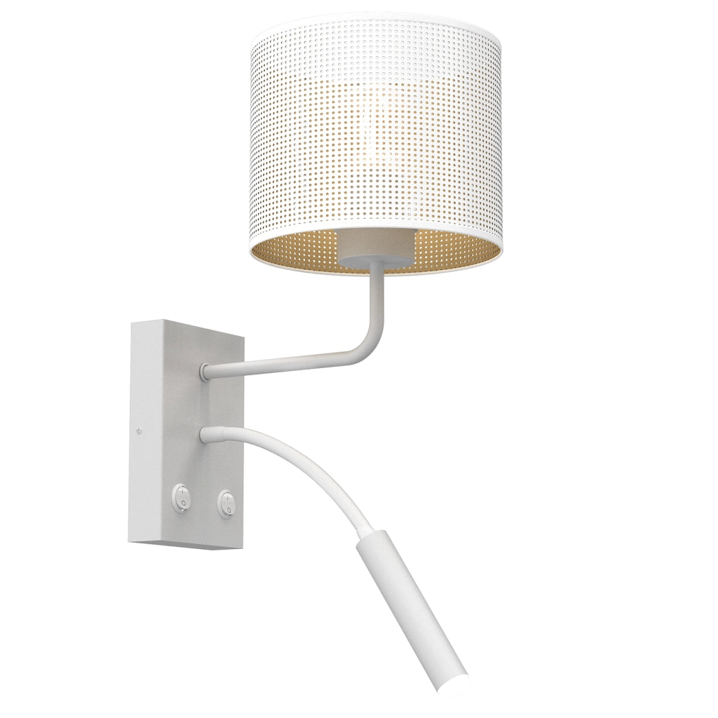 Applique Loft Shade bianca oro, luce lettura 2 interruttori