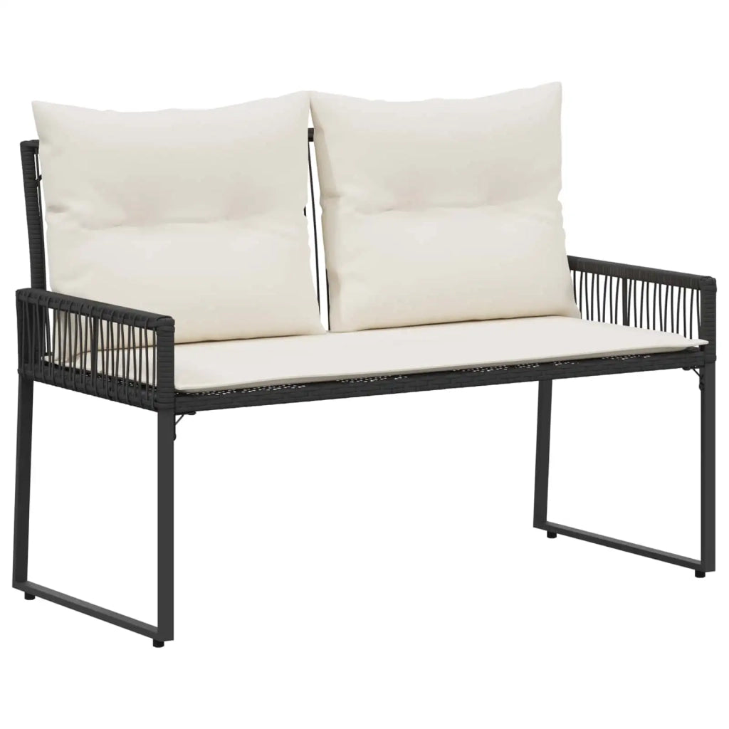 Panchina da esterno | Panchina da Giardino | Panca da Giardino 4 pz Nero e Bianco Crema polyrattan