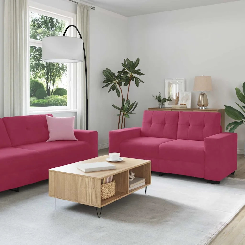 Set di divani 3 pcs Rosso Vento 221 x 80 x 80 cm Velluto 3324643