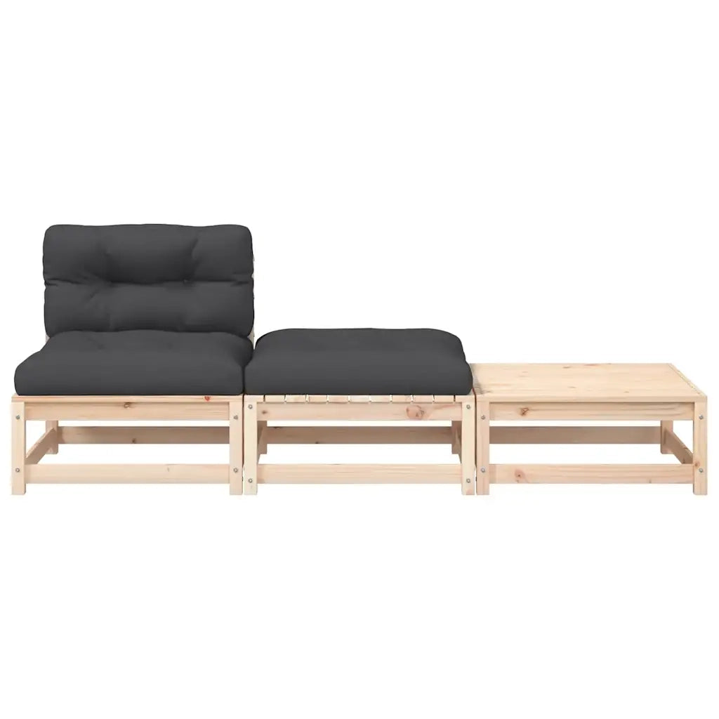Divano da Giardino Senza Braccioli con Cuscini e Poggiapiedi-Sofa da Giardino-Divano da esterno 640415