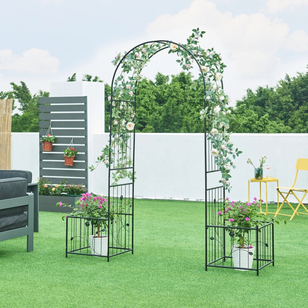 Pergola Arcuata Barisciano con Recinti per Piantare - Nero casa.pro