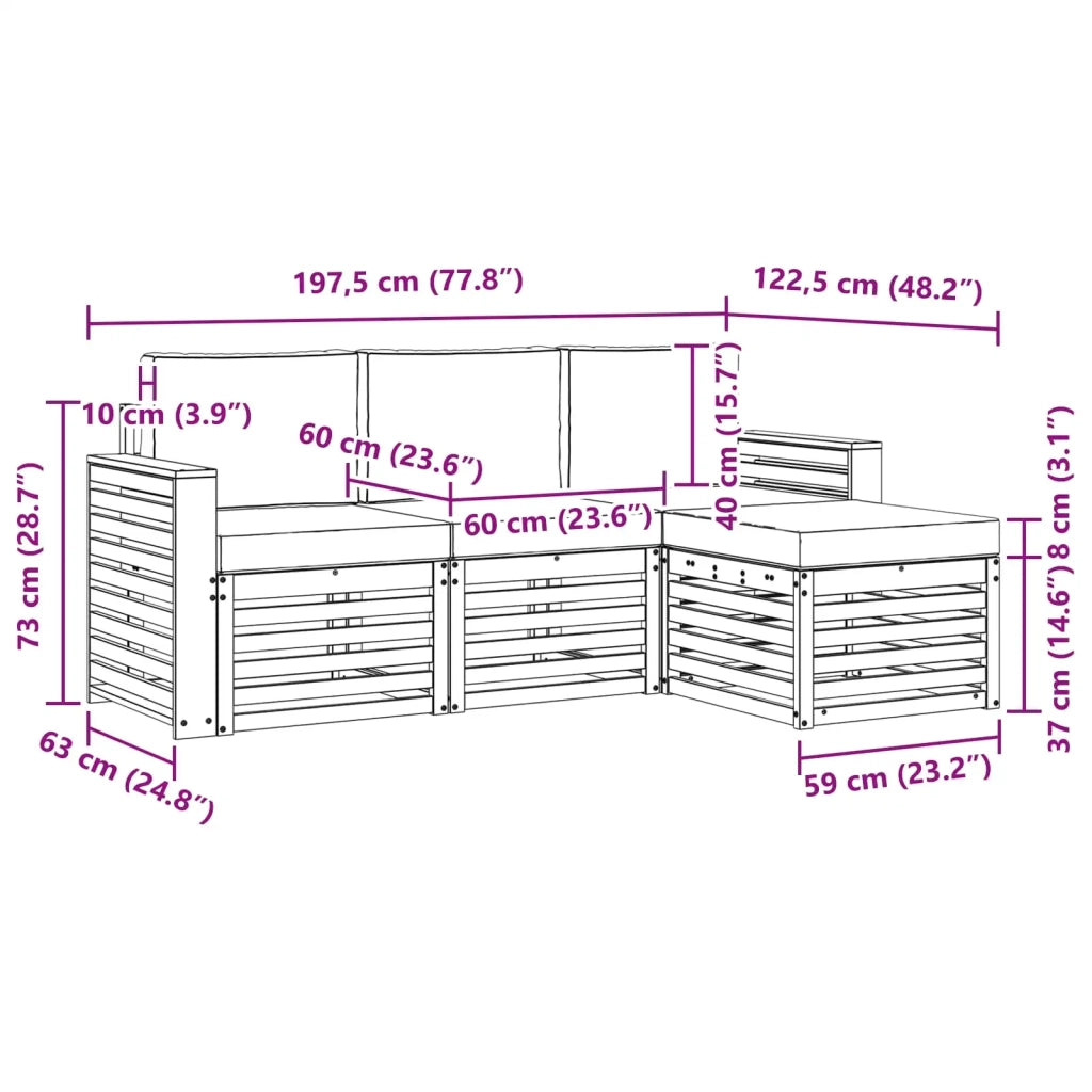 Set di divani da esterno 4 pcs Bianco e Antracite 3391642