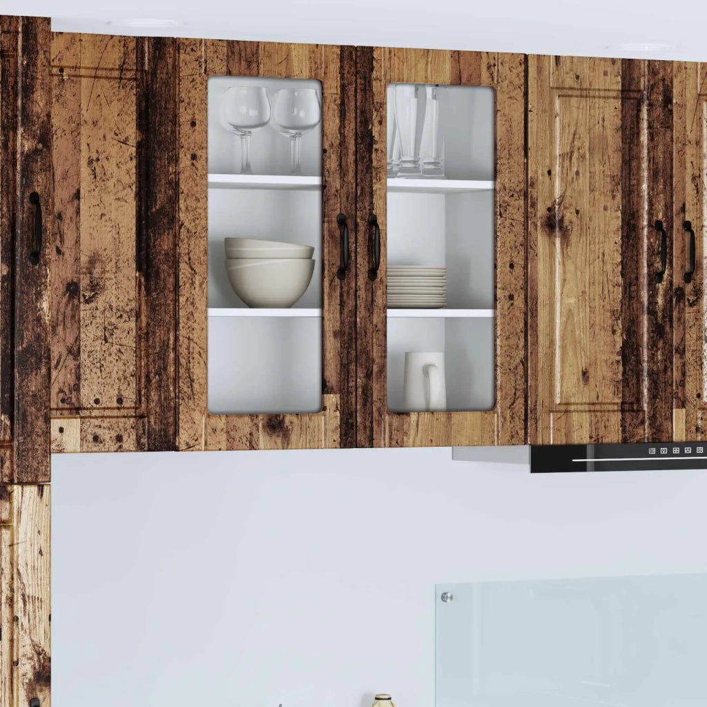 Pensile da cucina | Mobile in vetro da parete PORTO Legno vecchio 80 x 31 x 80 cm
