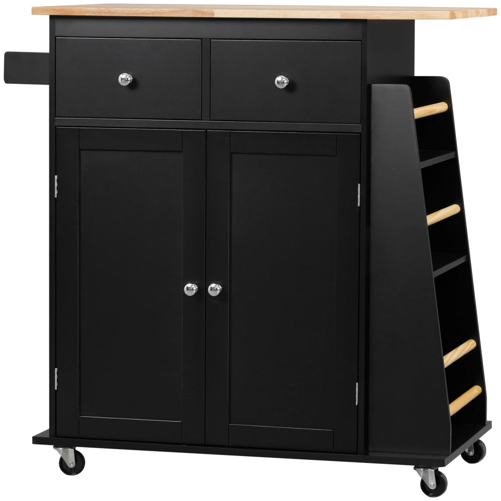 Tavolo da Cucina con Armadietto e 2 Cassetti ¨C Zephmum ¨C Legno, Nero, 89x45x89.5cm