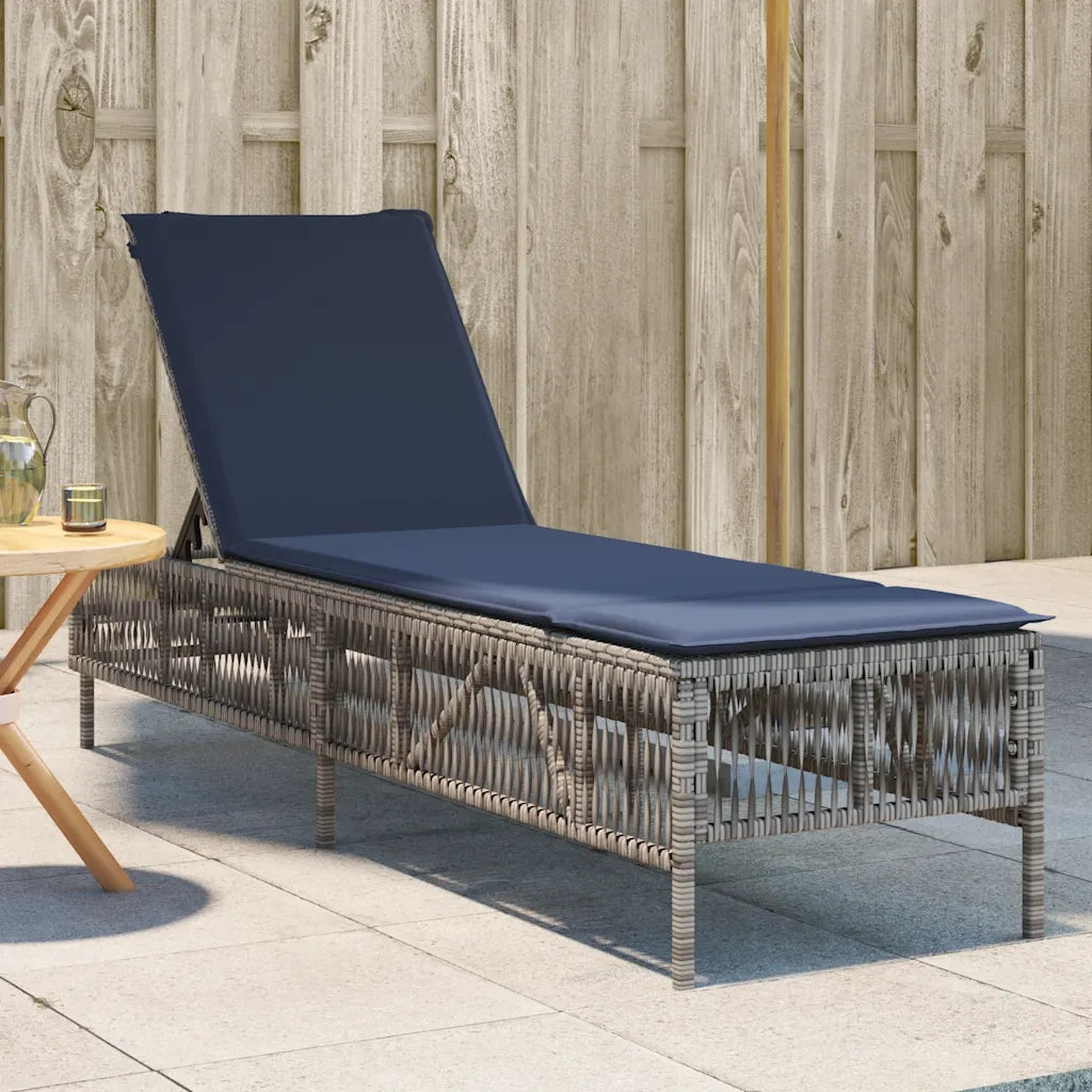 Lettino prendisole con Cuscino in Polyrattan Grigio 4002743