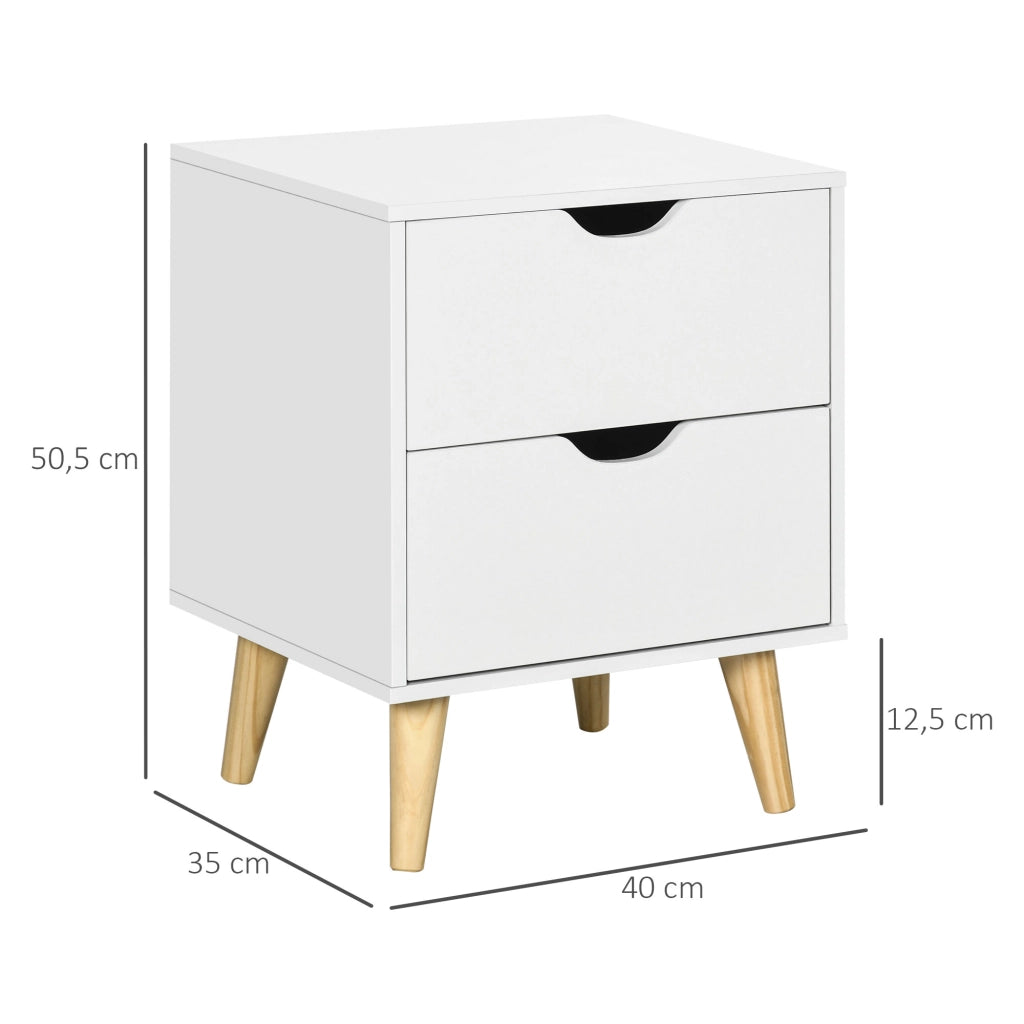 Comodino con 2 cassetti ¨C Minimal ¨C Bianco 40x35x50,5 cm