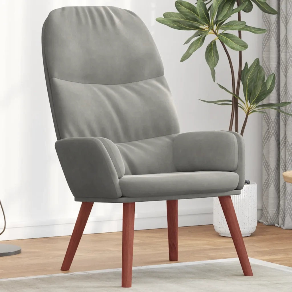 Poltrona | Sedia Relax Grigio Chiaro in Velluto