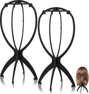 Due pezzi - Supporto per parrucca - Supporto per parrucca per parrucca - Standard per parrucca portatile - Manichino capo per donne e uomini - nero - 35*18cm - plastica