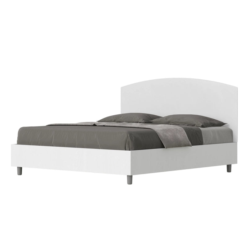Letto Matrimoniale 160x200 cm struttura bianco frassino testata Antilia - Bianco,Similpelle,Senza rete