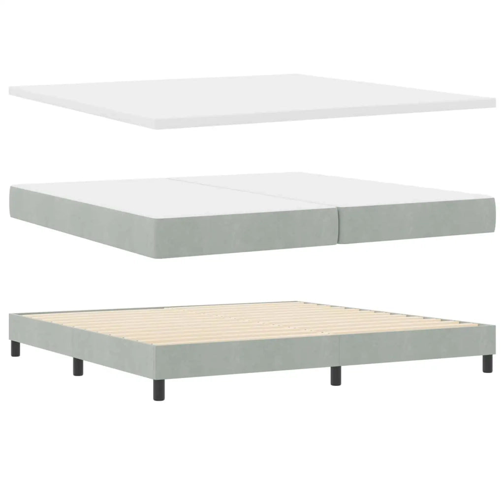Letto a molle Grigio chiaro 200 x 200 cm Poliestere