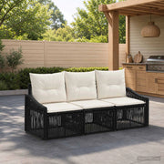 Set Divano da Giardino 3 pz Nero polyrattan 3435922