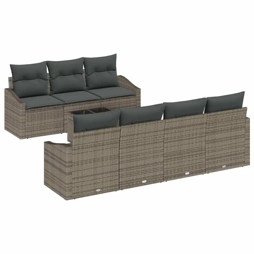 Set di divani con cuscino 8 pcs Grigio polyrattan 3355298