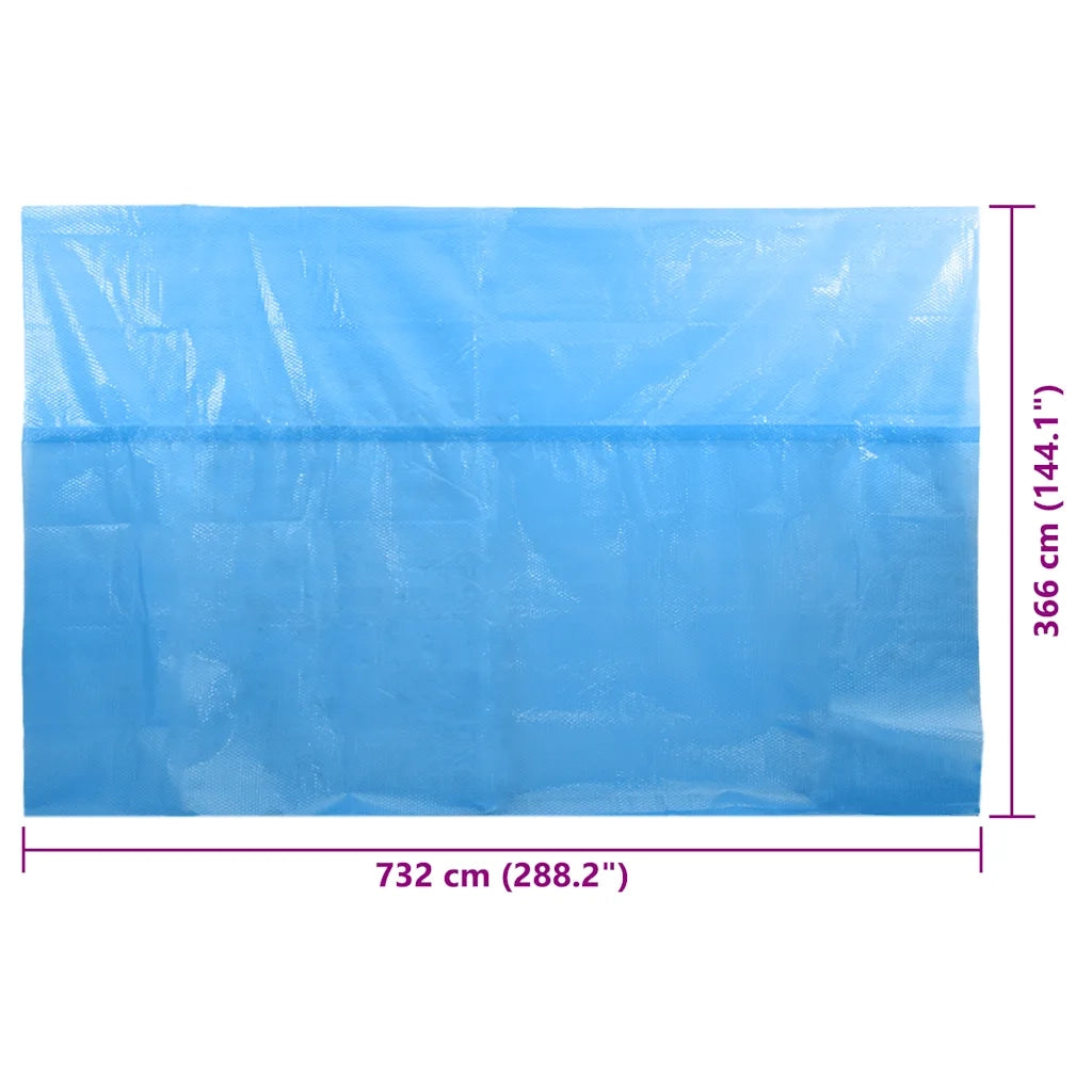 Telo Solare Copripiscina Copertura Rettangolare PE 732 x 366 cm Blu 90679
