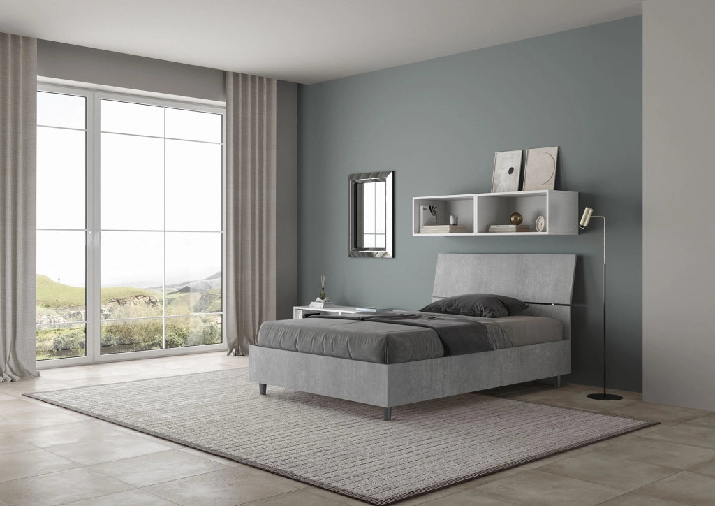 BS COM Letto una piazza e mezza contenitore 120x190 testata inclinata cemento