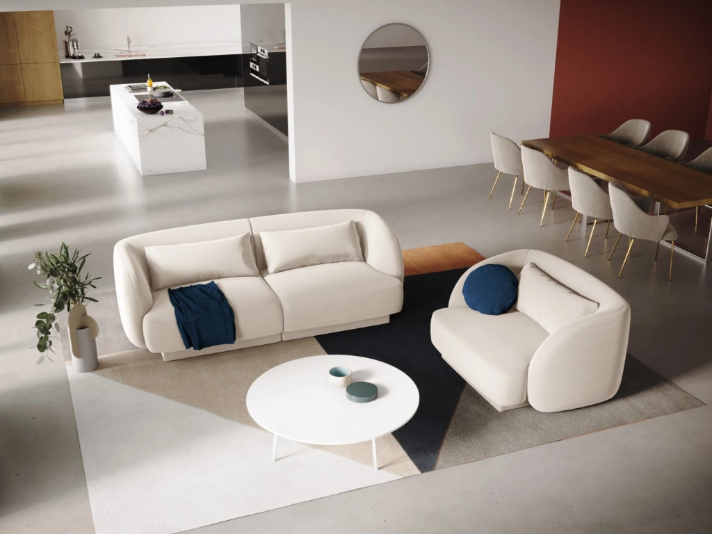 Cosmopolitan Design - Poltrona "Tulum" in velluto beige chiaro 