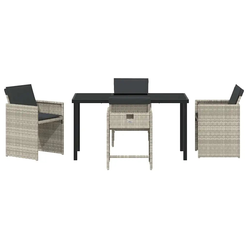 Set da Pranzo per Giardino 5 pcs Grigio chiaro polyrattan