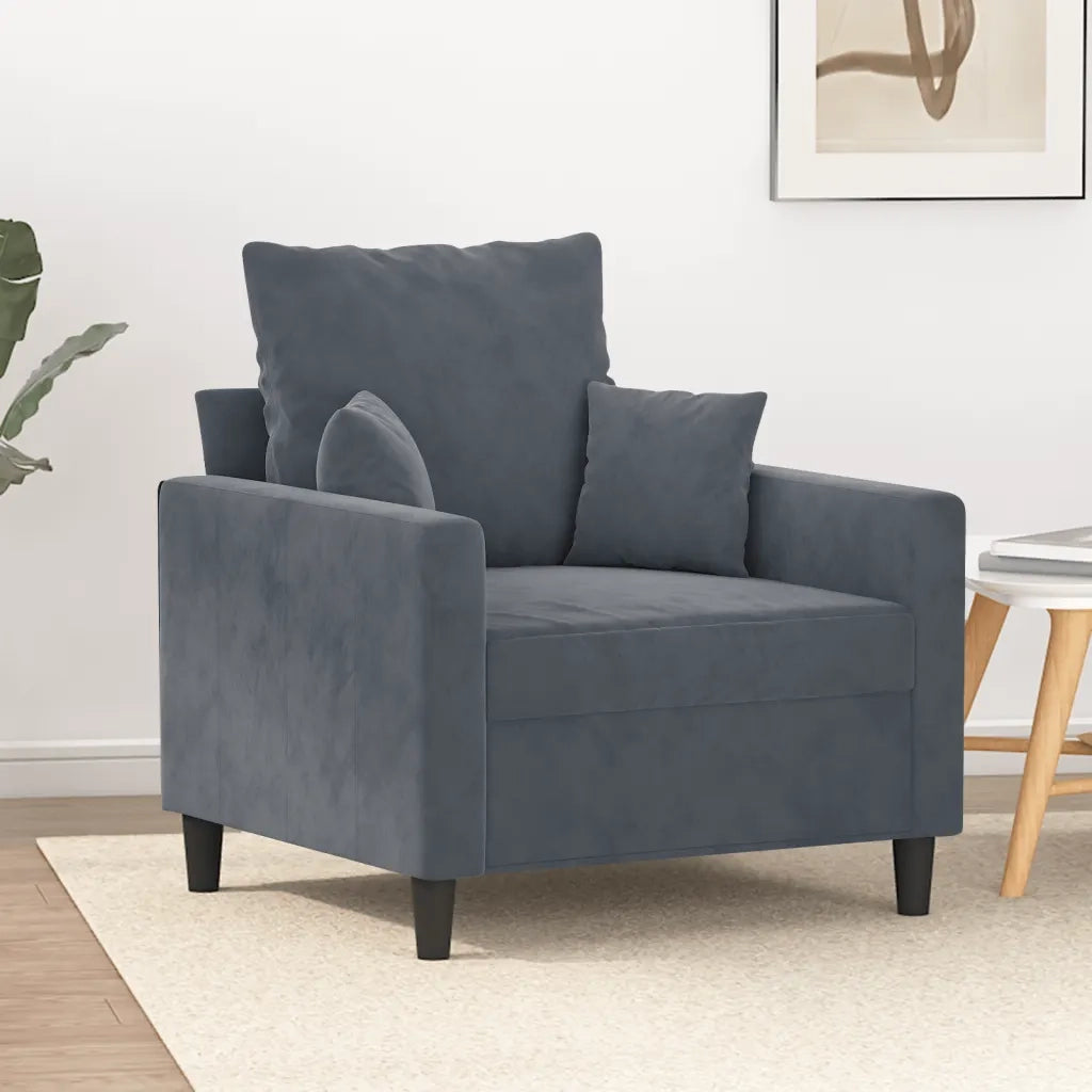 Poltrona Grigio Scuro 60 cm Velluto 359284