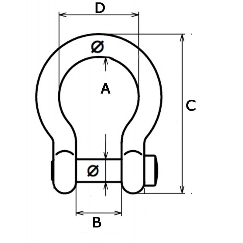 GRILLO INOX A CETRA Ø MM.4 AISI 316 S.S. BOW SHACKLES Ø MM.12