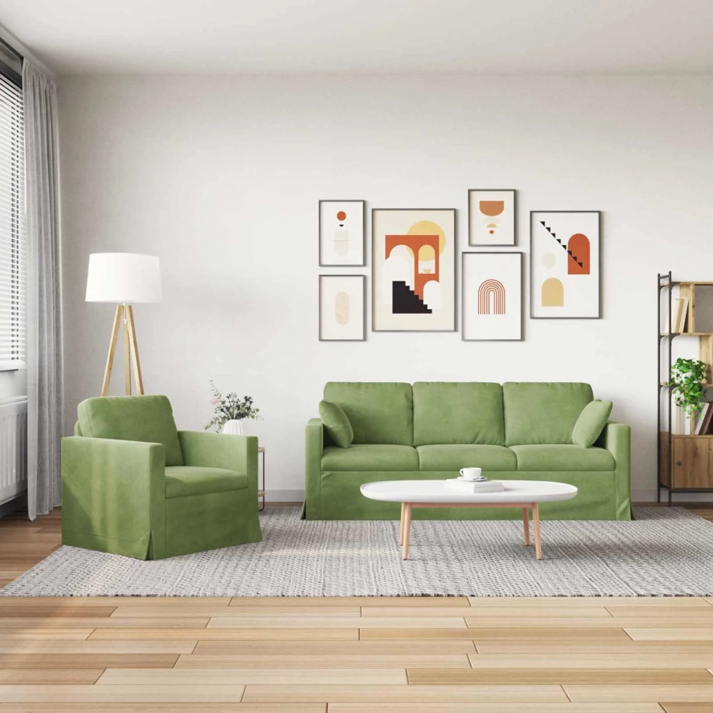 Set di divani 2 pcs Verde chiaro 198 x 78 x 80 cm Velluto 3407598