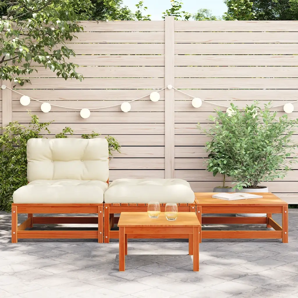 Divano da Giardino Senza Braccioli con Cuscini e Poggiapiedi-Sofa da Giardino-Divano da esterno 615434