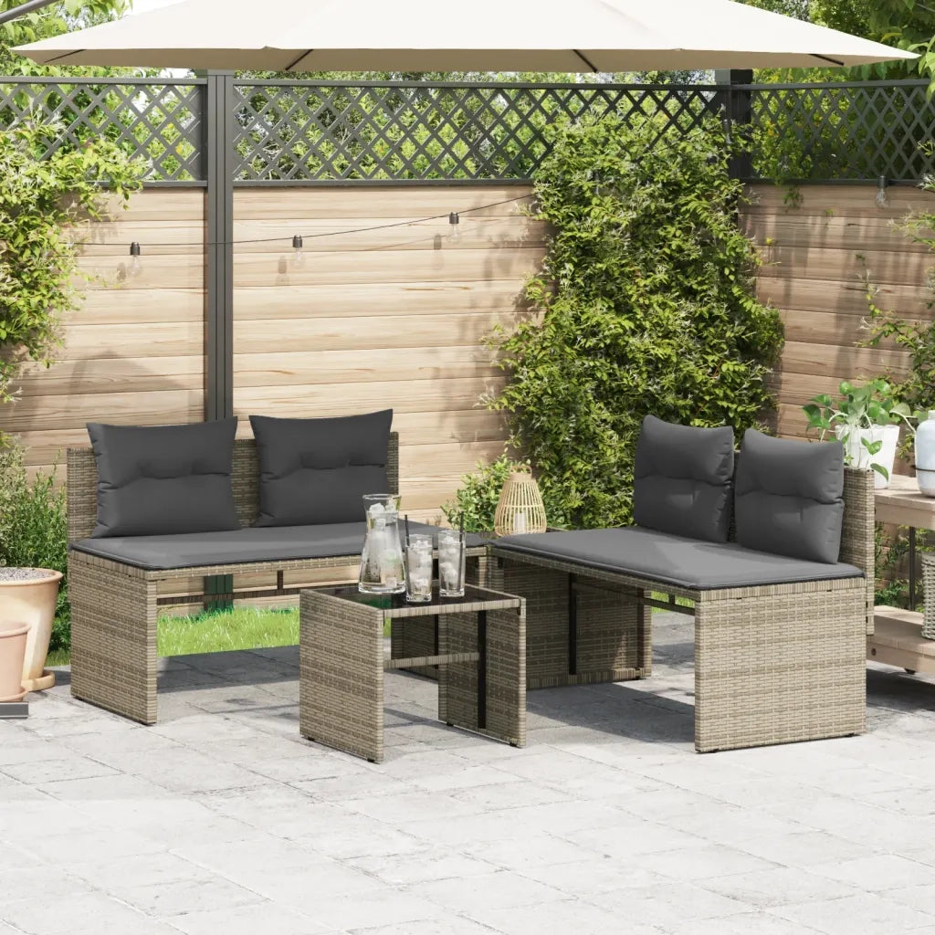 Set Divani da Giardino 4 pz con Cuscini in Polyrattan Grigio 4003880