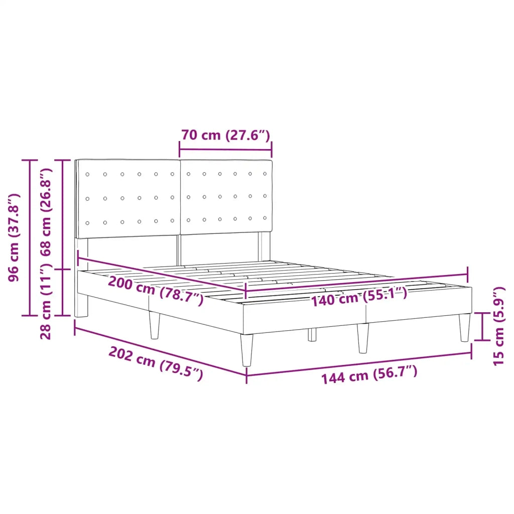 Letto matrimoniale | Letto per adulti | Struttura del letto Grigio Chiaro 140 x 200 cm Tessuto