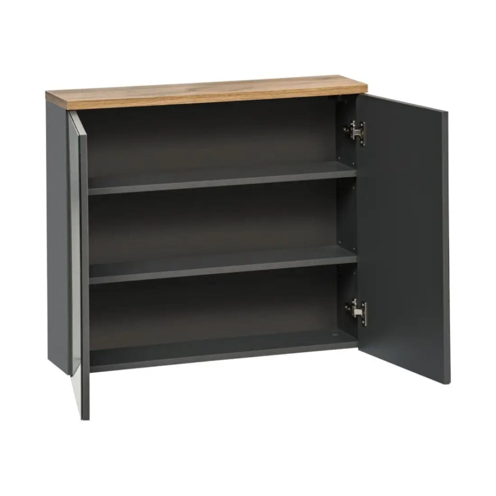 Mobile da bagno ERMANO – Finitura legno e grigio lucido, 80 cm