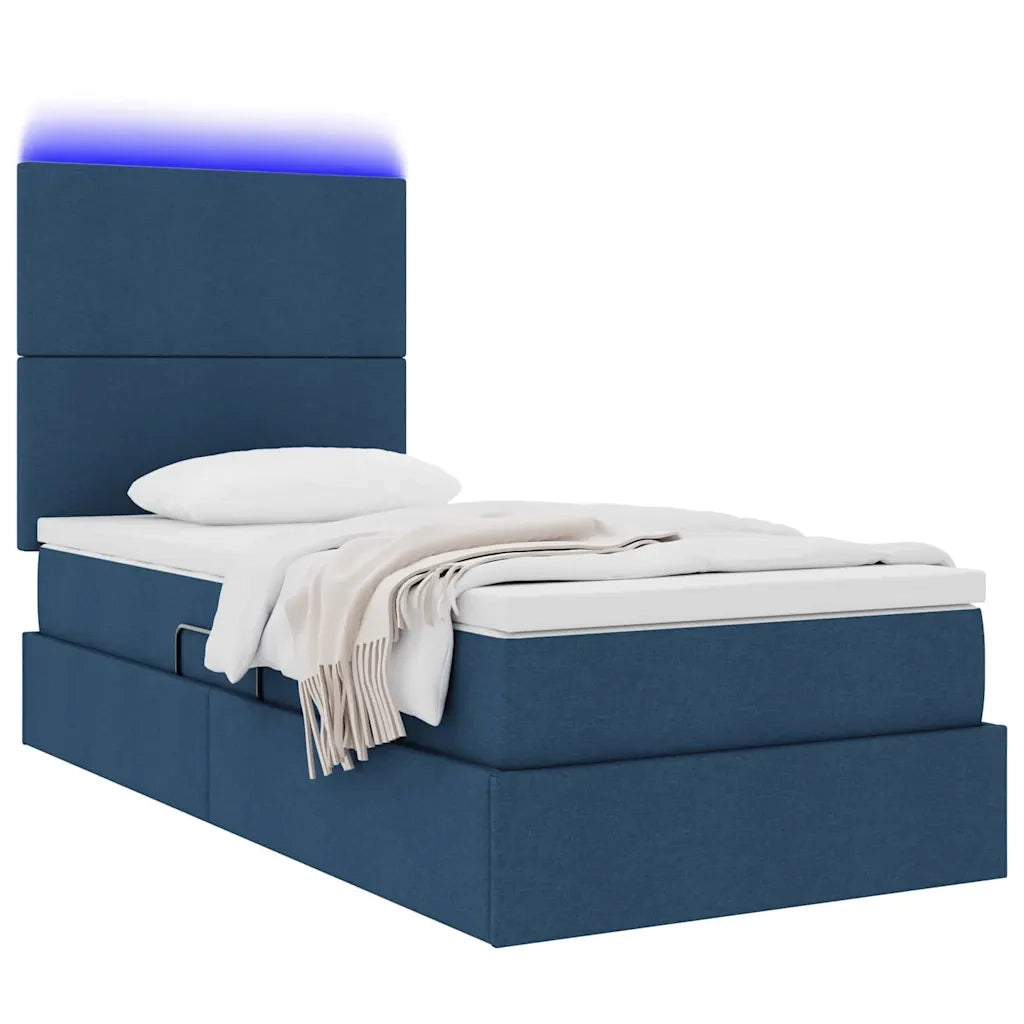 Letto con contenitore e LED con led Blu 90 x 190 cm Poliestere 3372326