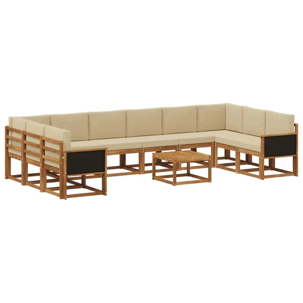 Set di divani da esterno 11 pz Naturale e Beige 3385584