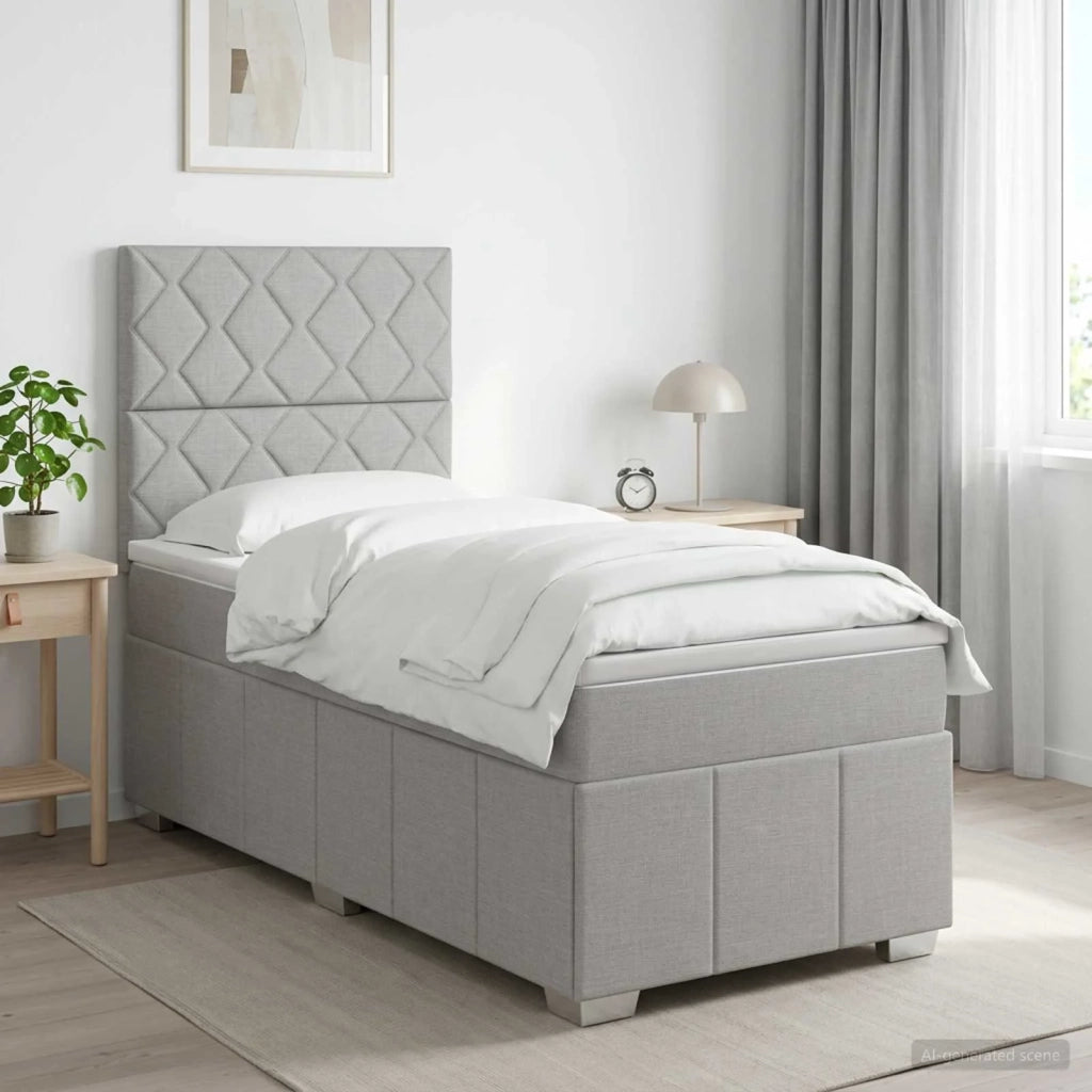 Letto box spring con materasso Grigio Chiaro 100 x 200 cm 3454078