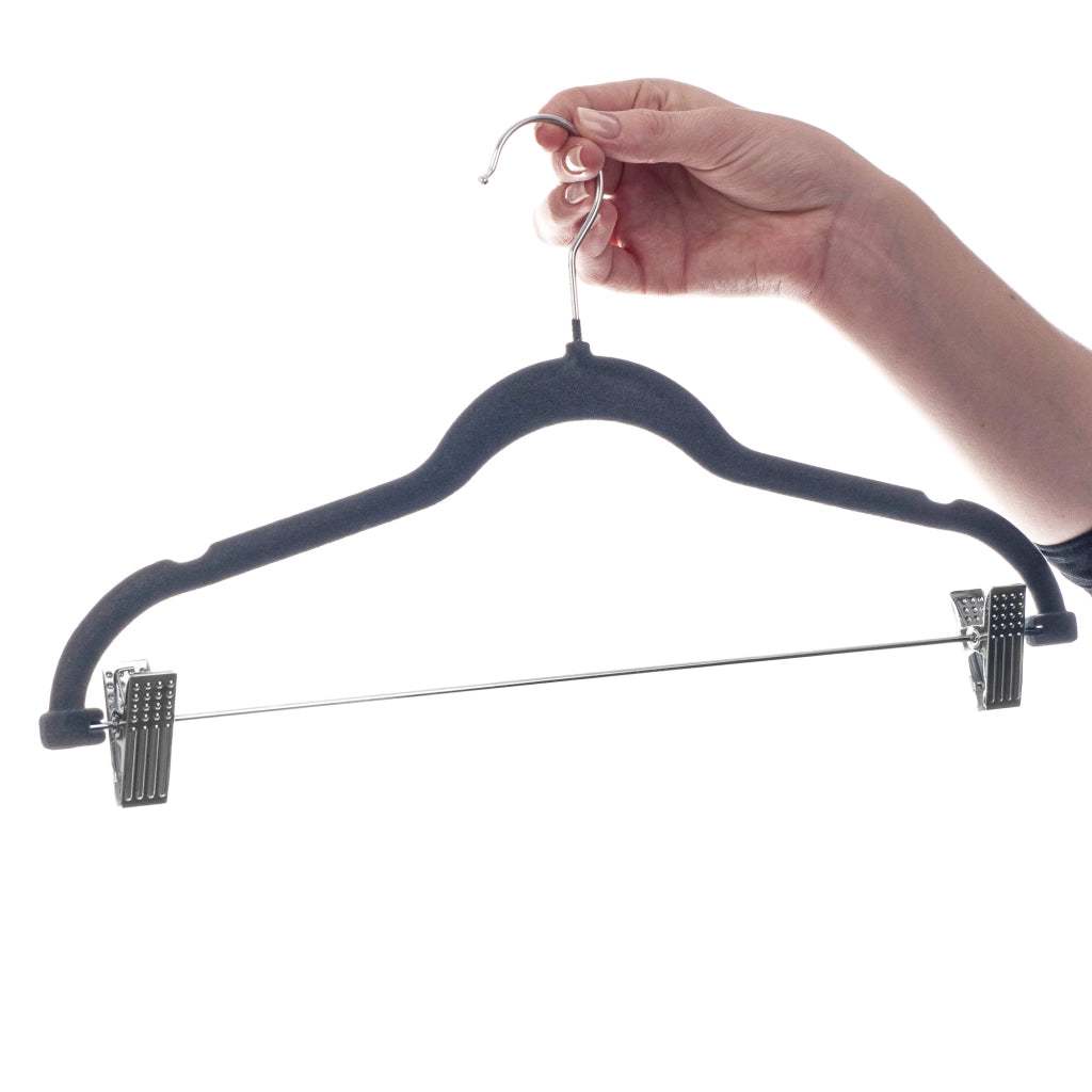 Grucce appendiabiti KADAX con clip per armadio, floccate, 12 pezzi