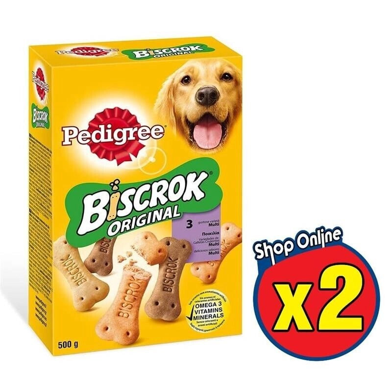 2 PEDIGREE BISCROK ORIGINAL SNACK BISCOTTI PER CANE DA 500 GR