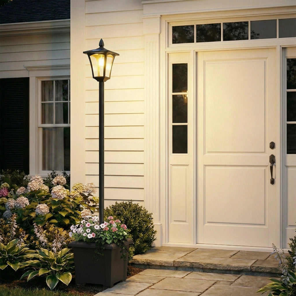 Lampada da giardino solare con fioriera ¨C zephmum ¨C nero 160cm
