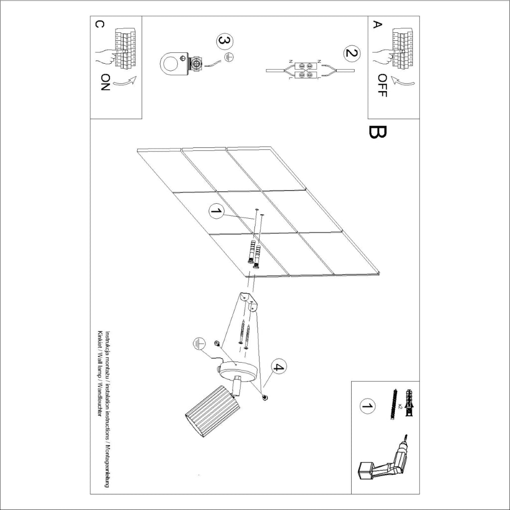 Lampada da parete KARBON beige con interruttore