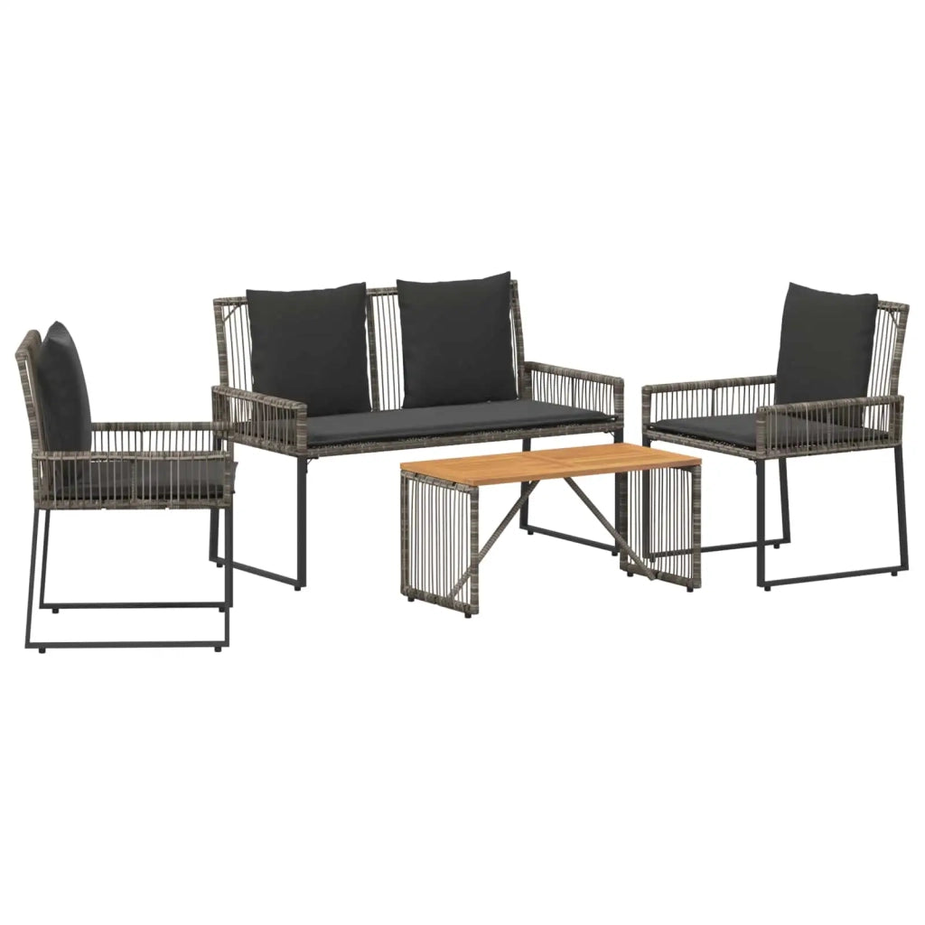 Set di Mobili da Esterno 9 pcs Grigio e Grigio Scuro polyrattan 42025149