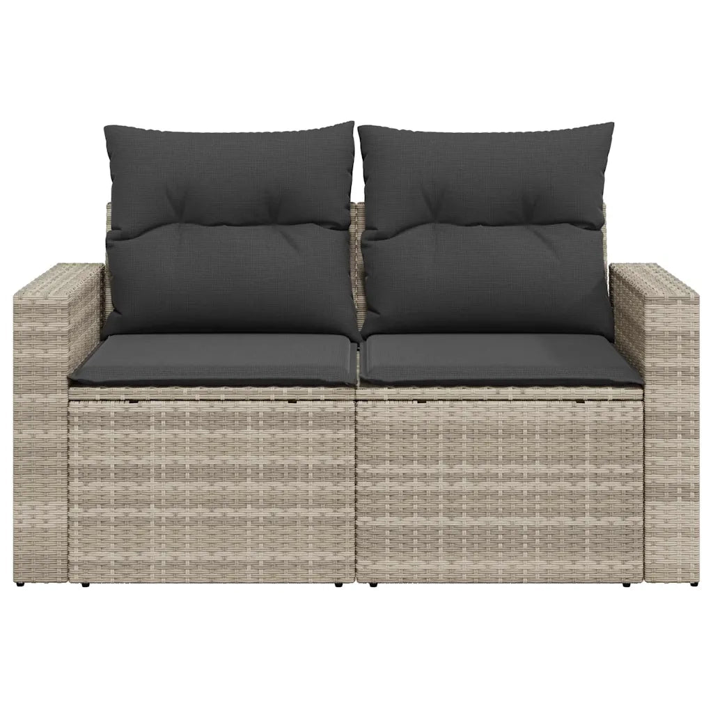 Divano da Giardino con Cuscini 2 Posti Grigio Chiaro Polyrattan 366184