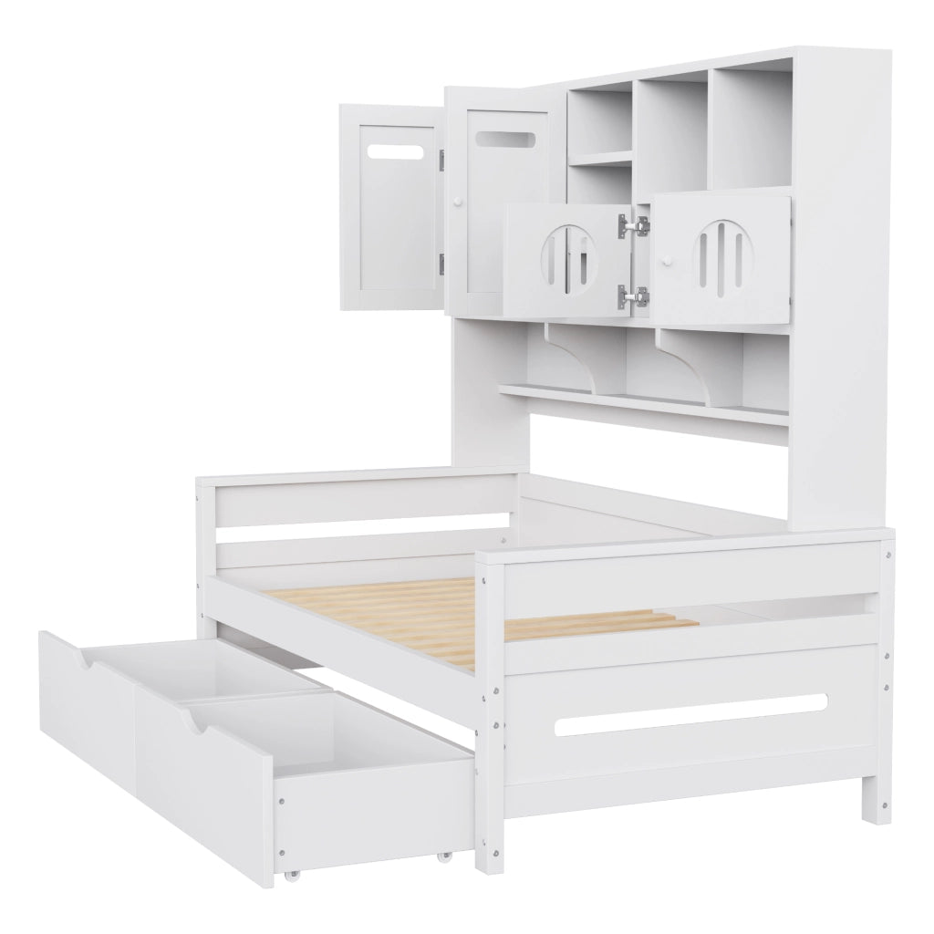 Letto sofa con contenitore in legno bianco 90x200 cm