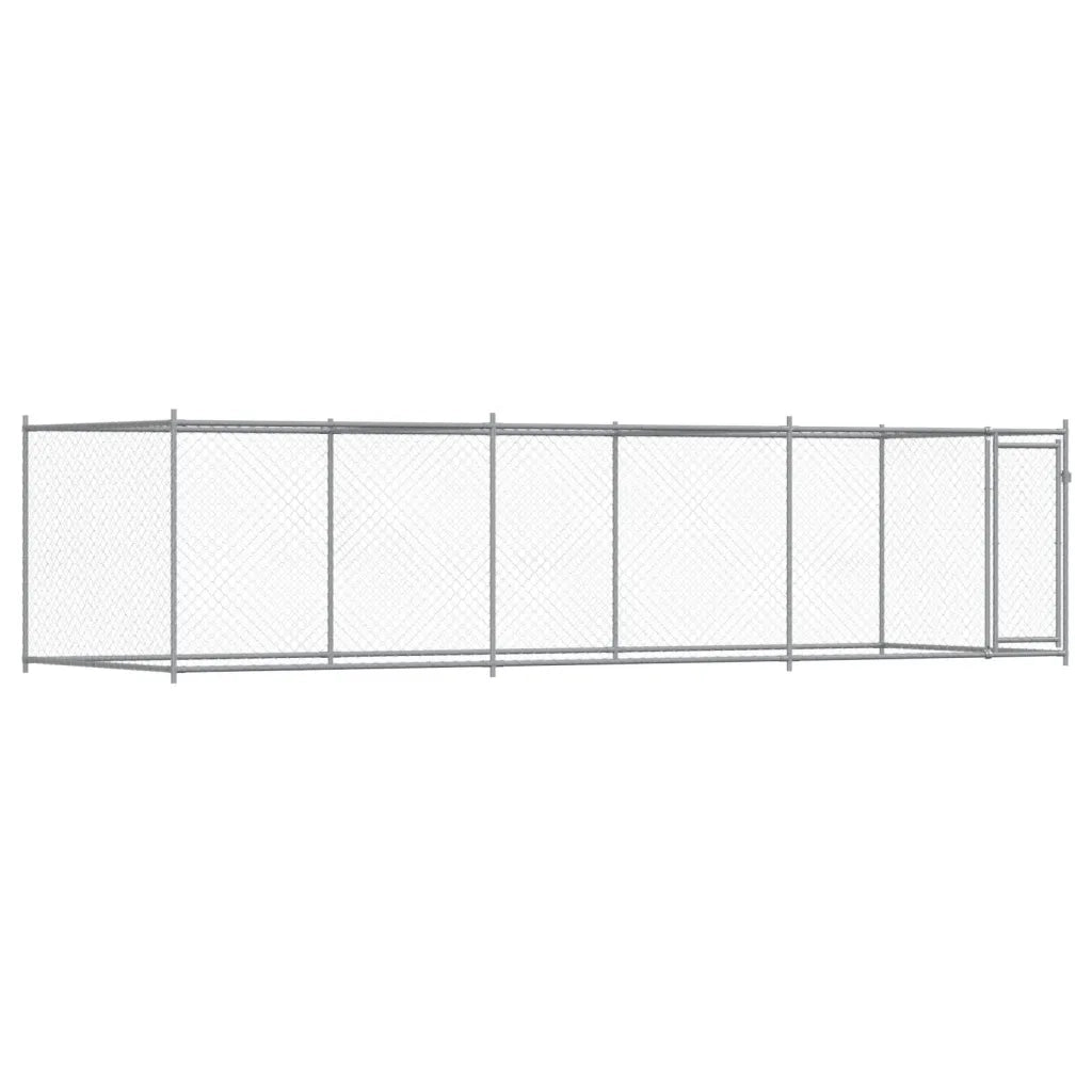 Gabbia per Cani con Porta Grigia 6x2x1,5 m in Acciaio Zincato CFW8730328