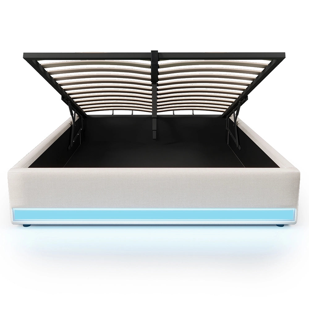 Letto contenitore - Xylo - 140x200 cm LED USB beige