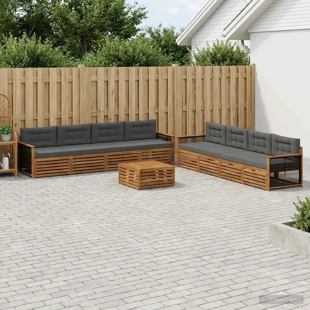 Set di divani da esterno con cuscino 9 pcs Naturale e Antracite 3383175