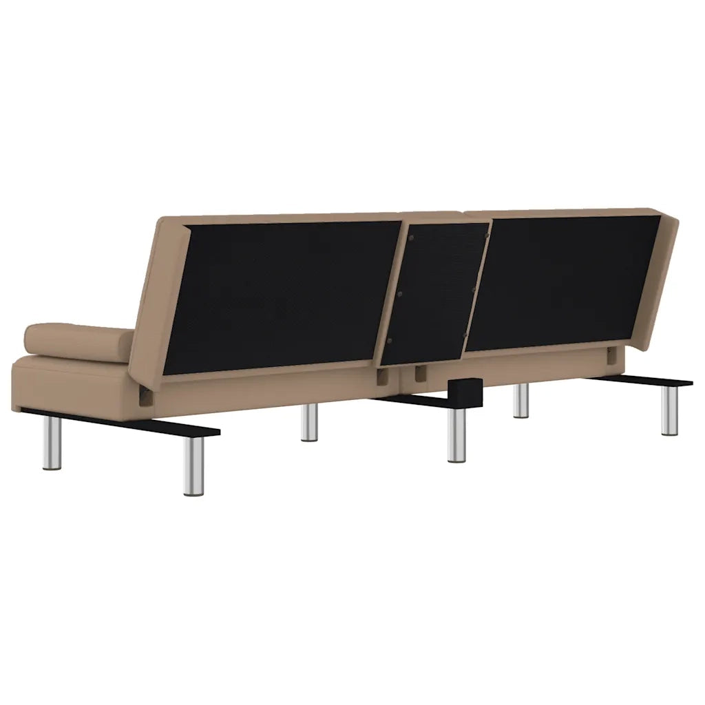 Divano Letto con Portabicchieri-Sofa Letto-Daybed in Similpelle Cappuccino